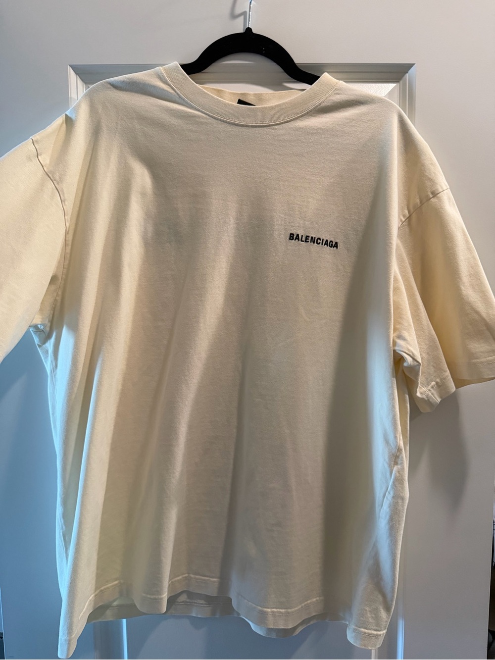 Balenciaga Cream Short-Sleeve Logo Tee